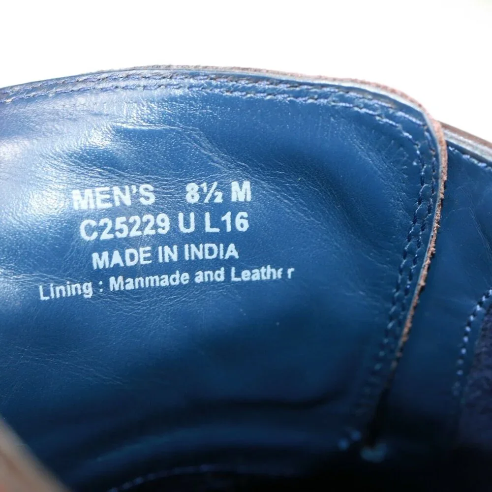 Cole Haan Mens Kennedy Grand Oxford Size 8.5 M Cognac Tan Leather Medallion Shoe